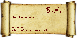 Balla Anna névjegykártya