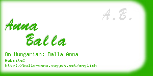 anna balla business card